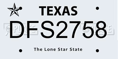 DFS2758 Texas License Plate