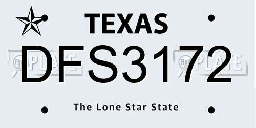 DFS3172 Texas License Plate