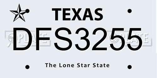 DFS3255 Texas License Plate