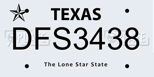 DFS3438 Texas License Plate