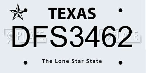 DFS3462 Texas License Plate