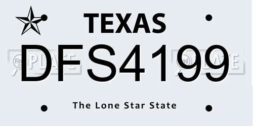 DFS4199 Texas License Plate