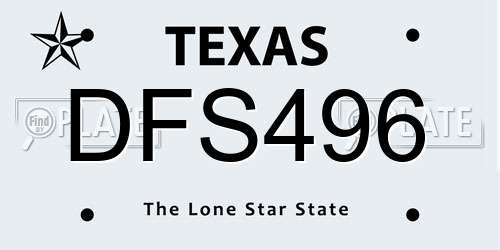 DFS496 Texas License Plate