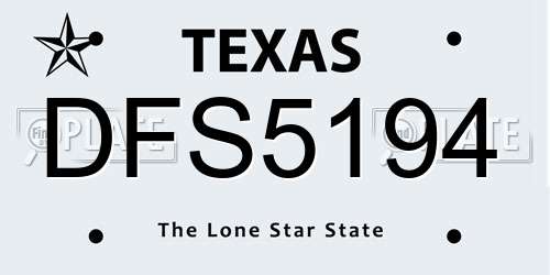 DFS5194 Texas License Plate
