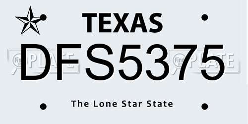 DFS5375 Texas License Plate