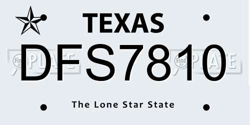 DFS7810 Texas License Plate
