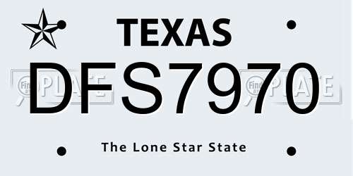 DFS7970 Texas License Plate