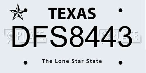 DFS8443 Texas License Plate