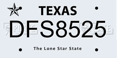 DFS8525 Texas License Plate