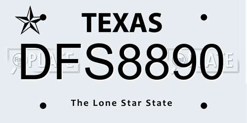 DFS8890 Texas License Plate