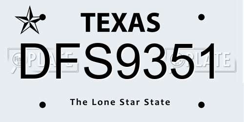 DFS9351 Texas License Plate