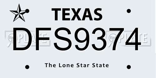 DFS9374 Texas License Plate