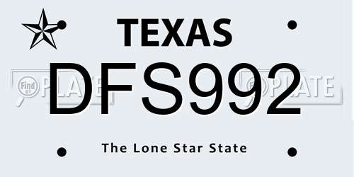DFS992 Texas License Plate