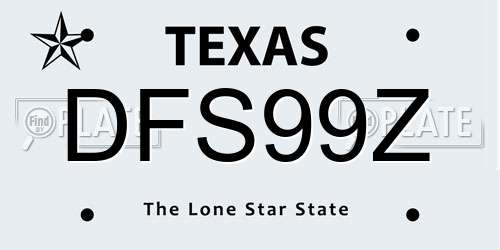 DFS99Z Texas License Plate
