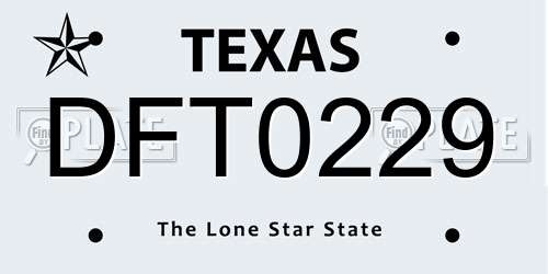 DFT0229 Texas License Plate