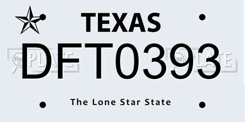 DFT0393 Texas License Plate
