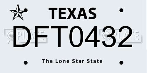 DFT0432 Texas License Plate