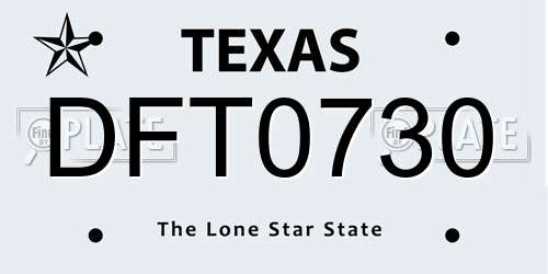 DFT0730 Texas License Plate