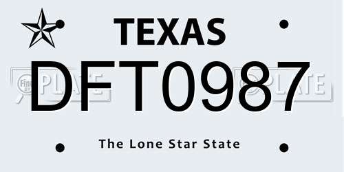 DFT0987 Texas License Plate