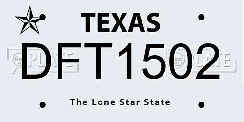 DFT1502 Texas License Plate