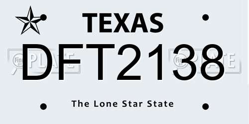 DFT2138 Texas License Plate
