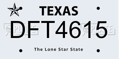 DFT4615 Texas License Plate