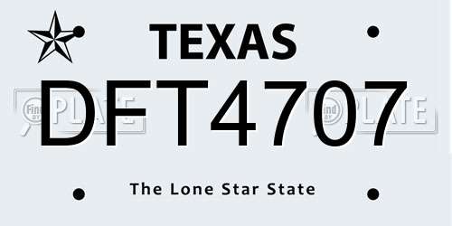 DFT4707 Texas License Plate