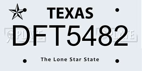 DFT5482 Texas License Plate