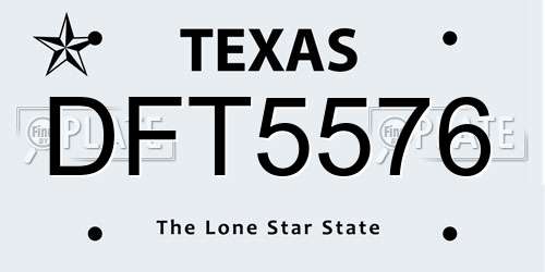 DFT5576 Texas License Plate