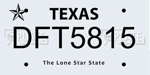 DFT5815 Texas License Plate