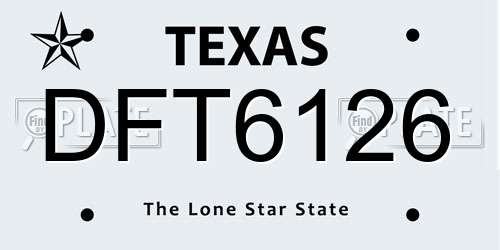 DFT6126 Texas License Plate