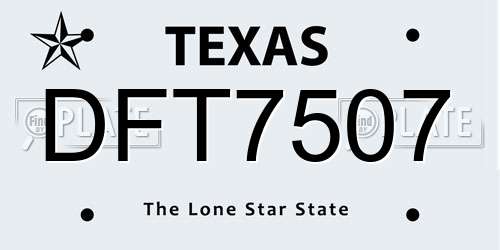 DFT7507 Texas License Plate