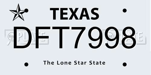 DFT7998 Texas License Plate