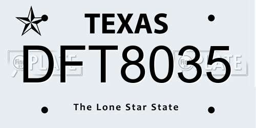 DFT8035 Texas License Plate