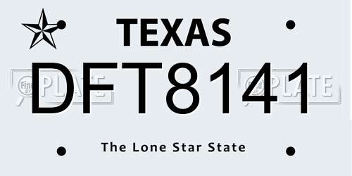 DFT8141 Texas License Plate
