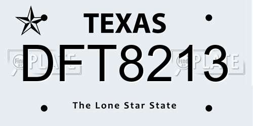 DFT8213 Texas License Plate