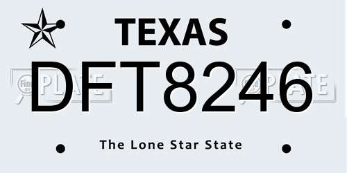 DFT8246 Texas License Plate