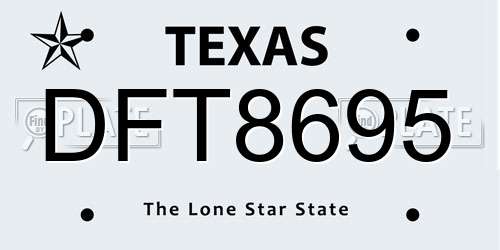 DFT8695 Texas License Plate