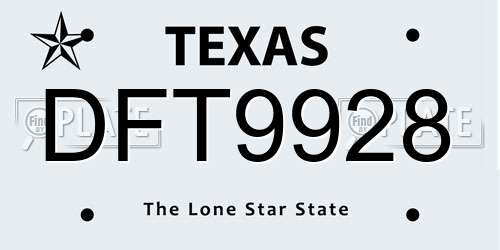 DFT9928 Texas License Plate