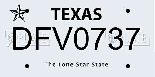DFV0737 Texas License Plate