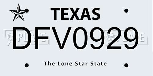 DFV0929 Texas License Plate