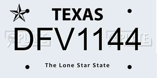 DFV1144 Texas License Plate