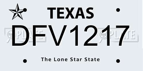 DFV1217 Texas License Plate