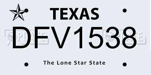 DFV1538 Texas License Plate