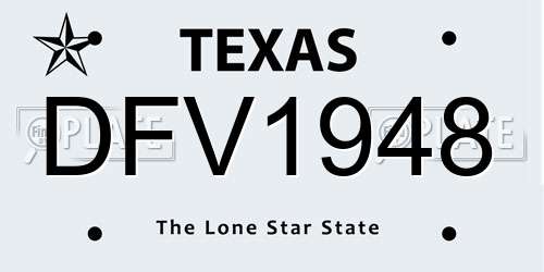 DFV1948 Texas License Plate