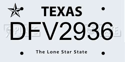 DFV2936 Texas License Plate