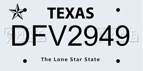 DFV2949 Texas License Plate