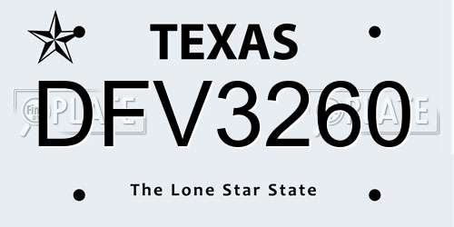 DFV3260 Texas License Plate
