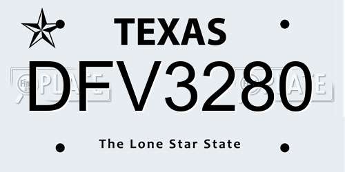 DFV3280 Texas License Plate