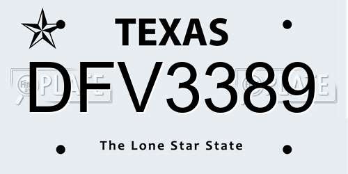 DFV3389 Texas License Plate